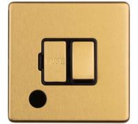 Loops 1 Gang 13A Switched Fuse Spur & Flex Outlet Screwless Satin Brass Isolation