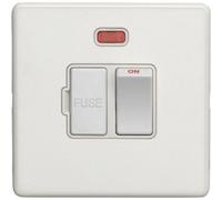 Loops 1 Gang 13A Switched Fuse Spur & Neon Screwless Matt White Rocker Mains Isolation