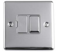 Loops 1 Gang 13A Switched Fuse Spur Polished Chrome Grey Metal Rocker Mains Isolation