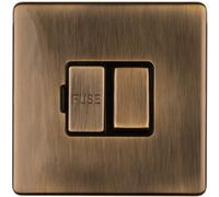 Loops 1 Gang 13A Switched Fuse Spur Screwless Antique Brass Rocker Mains Isolation