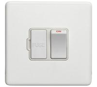 Loops 1 Gang 13A Switched Fuse Spur Screwless Matt White Rocker Mains Isolation Plate