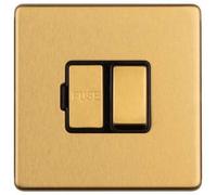 Loops 1 Gang 13A Switched Fuse Spur Screwless Satin Brass Rocker Mains Isolation Plate