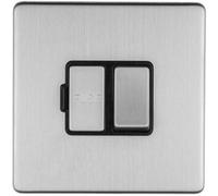 Loops 1 Gang 13A Switched Fuse Spur Screwless Satin Steel Rocker Mains Isolation Plate