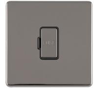 Loops 1 Gang 13A Unswitched Fuse Spur Screwless Black Nickel Rocker Mains Isolation
