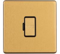 Loops 1 Gang 13A Unswitched Fuse Spur Screwless Satin Brass Rocker Mains Isolation