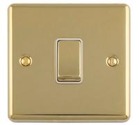Loops 1-Gang 2-Way Metal Rocker Light Switch, Polished Brass With White Trim, 10A, 86X86mm