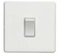 Loops 1 Gang 20A Single Light Switch Screwless Matt White 2 Way Slim Rocker Plate
