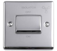 Loops 1 Gang 6A Extractor Fan Isolator Switch Polished Chrome & Grey 3 Pole Shower