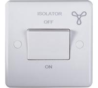 Loops 1 Gang 6A Extractor Fan Isolator Switch White Plastic 3 Pole Shower Bathroom