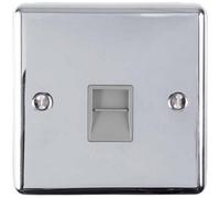 Loops 1 Gang Bt Extension Telephone Wall Socket Chrome & Grey Secondary Outlet