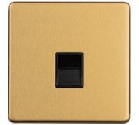 Loops 1 Gang Extension Telephone Wall Socket Screwless Satin Brass Secondary