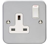 Loops 1 Gang Single 13A Switched Uk Plug Socket Heavy Duty Metal Clad Power Outlet