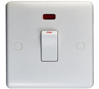 Loops 1 Gang Single 20A Dp Switch & Neon - White Plastic Wall Plate Kitchen Appliance