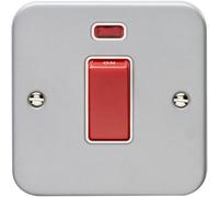 Loops 1 Gang Single 45A Cooker Switch & Neon Heavy Duty Metal Clad Dp Appliance Rocker