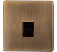 Loops 1 Gang Single Bt Telephone Master Socket Screwless Antique Brass Wall Face Plate