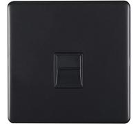 Loops 1 Gang Single Bt Telephone Master Socket Screwless Matt Black Wall Face Plate