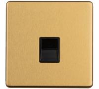 Loops 1 Gang Single Bt Telephone Master Socket Screwless Satin Brass Wall Face Plate