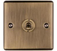 Loops 1 Gang Single Retro Toggle Light Switch Antique Brass 10A 2 Way Lever Plate