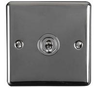 Loops 1 Gang Single Retro Toggle Light Switch Black Nickel 10A 2 Way Lever Plate
