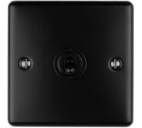 Loops 1 Gang Single Retro Toggle Light Switch Matt Black 10A 2 Way Lever Plate