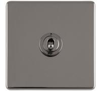 Loops 1 Gang Single Retro Toggle Light Switch Screwless Black Nickel 10A 2 Way Lever