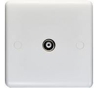Loops 1 Gang Single Tv Aerial Wall Face Plate - White Female Coaxial Socket Outlet