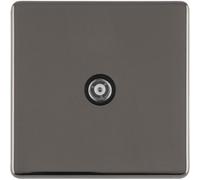 Loops 1 Gang Single Tv Coaxial Aerial Socket Screwless Black Nickel Female Wall Plate