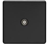 Loops 1 Gang Single Tv Coaxial Aerial Socket Screwless Matt Black Female Wall Plate