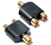 Loops 1 RCA to 2x PHONO Female Y Splitter Adapter - Audio/Video T Split Switch Block