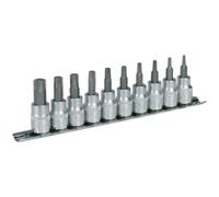 Loops 10 PACK TRX Star Socket Bit Set - 3/8" Square Drive - T10 to T50 TORX Knurled Loops Multicolor