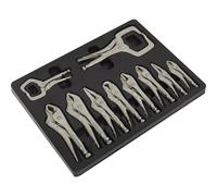 Loops 10 Piece Locking Pliers C-Clamp Set - Deep Cut Jaws - Chrome Vanadium Steel in Metallics Loops Metallics