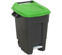 Loops 100 Litre Capacity Wheelie Bin with Foot Pedal - Two 200mm Wheels - Green Loops Green