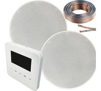Loops 100W Speaker System - Bluetooth In-Wall Mounted Amplifier - 2x 70W 5.25" Slim/Low Profile Ceiling Speaker Kit - Wireless Music Streaming Amp