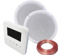 Loops 100W WiFi & Bluetooth Wall Mounted Amplifier & 2x 80W Stereo Ceiling Speaker Kit in White Loops White