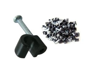 Loops 100x 6-7mm External Black Round Cable Clips/Cleats - Coax/Coaxial/CAT6/CAT5e Ethernet Wall Mounts Aerial Brick/Wood Nail Outdoor