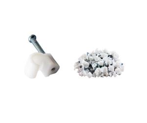 Loops 100x 6-7mm White Round Cable Clips/Cleats - Ethernet/Coax/Coaxial/CAT6/CAT5e Wall Mounts Aerial Brick/Wood/Nail Outdoor/External