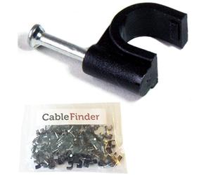 Loops 100x 6mm Black Round Cable Clips - CAT5e/CAT6 Wall Mounts Aerial Brick Outdoor