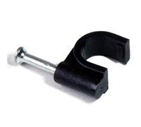 Loops 100x 7mm External Black Round Cable Clips with Brick/Wood Nail - Outdoor Aerial Wall Mounts - Perfect for Coax/Coaxial, CAT5e/CAT6, RG59/RG6 & Sky Satellite Cable