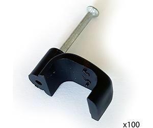 Loops 100x Black Twin/Shotgun 2x 6mm / RG6 Coaxial Cable Clips- Dual/Double Outdoor Sky/Satellite Sat Dish Aerial -Lead-Plus + HD-Wall-Brick