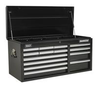 Loops 1025 x 435 x 490mm BLACK 14 Drawer Topchest Tool Chest Lockable Storage Cabinet Loops Black