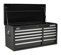 1025 x 435 x 495mm BLACK 10 Drawer Topchest Tool Chest Lockable Storage Cabinet
