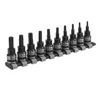 Loops 10pc PREMIUM TRX Star Socket Bit Set - 3/8" Square Drive T10 to T50 TORX Knurled Loops Multicolor