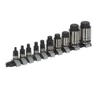 Loops 10pc STUBBY Hex Socket Bit Set - 1/4" 3/8" & 1/2" Square Drive Short Shaft Allen Loops Multicolor