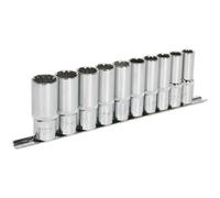 Loops 10pc UNIVERSAL DEEP Metric Socket Set - 1/2" Sq TOTAL DRIVE Fits Most Fasteners Loops Multicolor