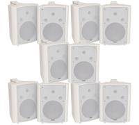 Loops 10x 180W White Wall Mounted Stereo Speakers 8" 8Ohm LOUD Premium Audio & Music Loops White