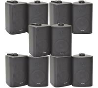 Loops 10x 60W 2 Way Black Wall Mounted Stereo Speakers 3" 8Ohm Mini Background Music Loops Black