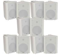 10x 90W White Wall Mounted Stereo Speakers 5.25" 8Ohm Quality Home Audio Music