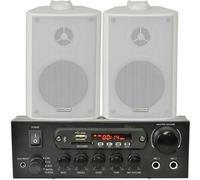 Loops 110W Bluetooth Amplifier & 2x 60W White Wall Speakers Wireless Bedroom HiFi Kit