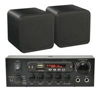Loops 110W Bluetooth Amplifier & 2x 80W Black Shelf Speakers Compact Wireless HiFi Kit Loops Black