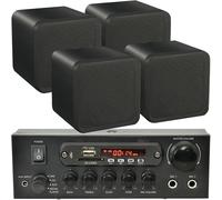 Loops 110W Bluetooth Amplifier & 4x 80W Black Speakers Background Wireless HiFi Kit Loops Black